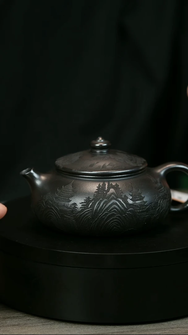 茶壶紫砂胜****售H1823李传荣石黄刻绘寒江