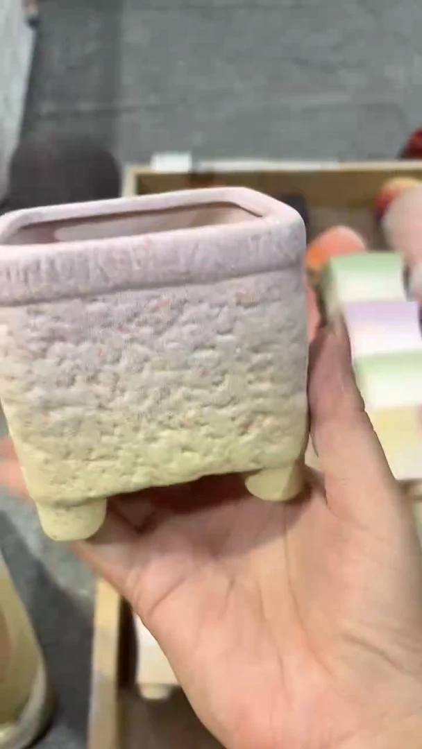 麦饭石粗陶多肉花盆7*7