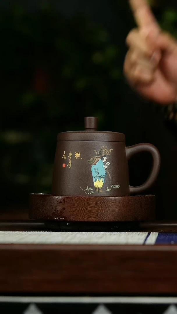 茶壶紫砂j17泥绘汉铎盖杯