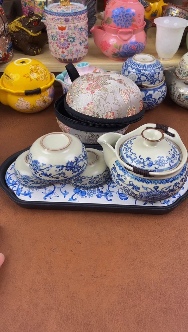 陶瓷茶具摆件旅行套组