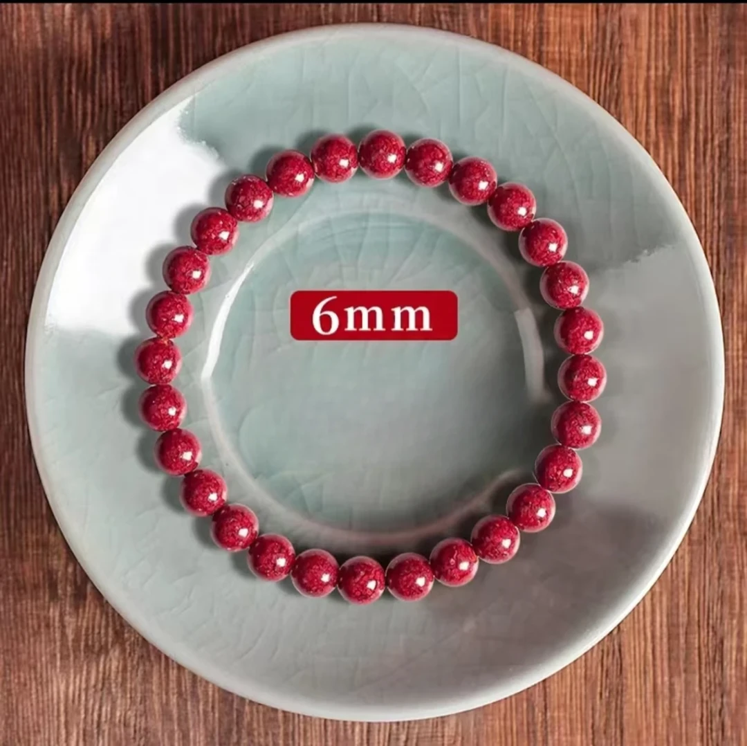 天然辰砂高透晶体朱砂手串女士款 6mm