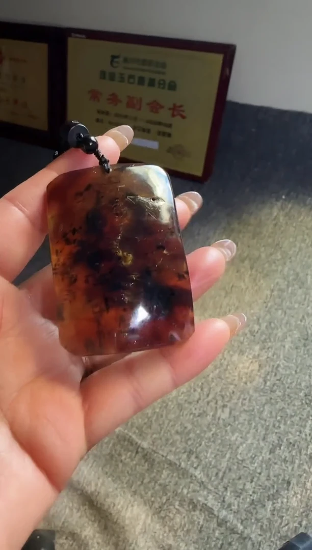 琥珀颈饰未镶嵌金*#30缅甸琥珀翁珀吊坠