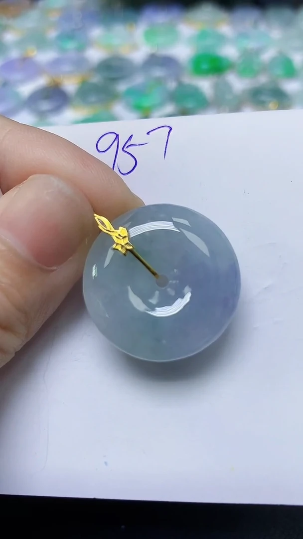 翡翠18K金镶嵌颈饰天然自然緬甸A貨翡翠