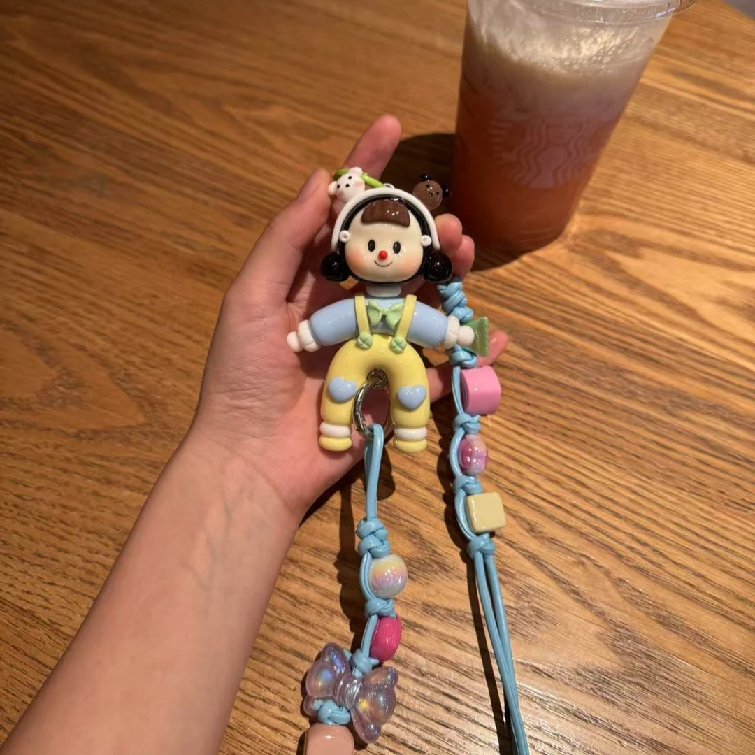 小熊浅色系手机斜跨时尚款绳子可调节挂件迷你饰品手机挂绳