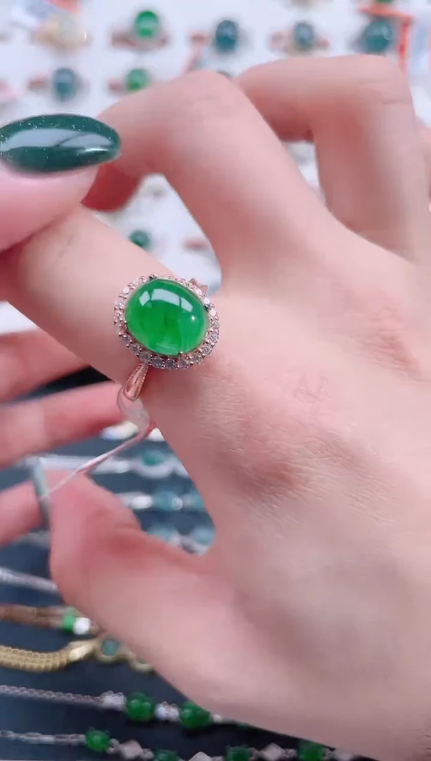 银S925镶嵌戒指翡翠天然翡翠