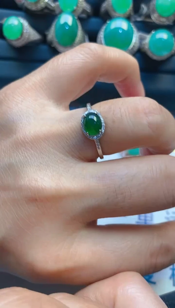 【闪购商品】翡翠耳饰银S925镶嵌天然A货翡翠1