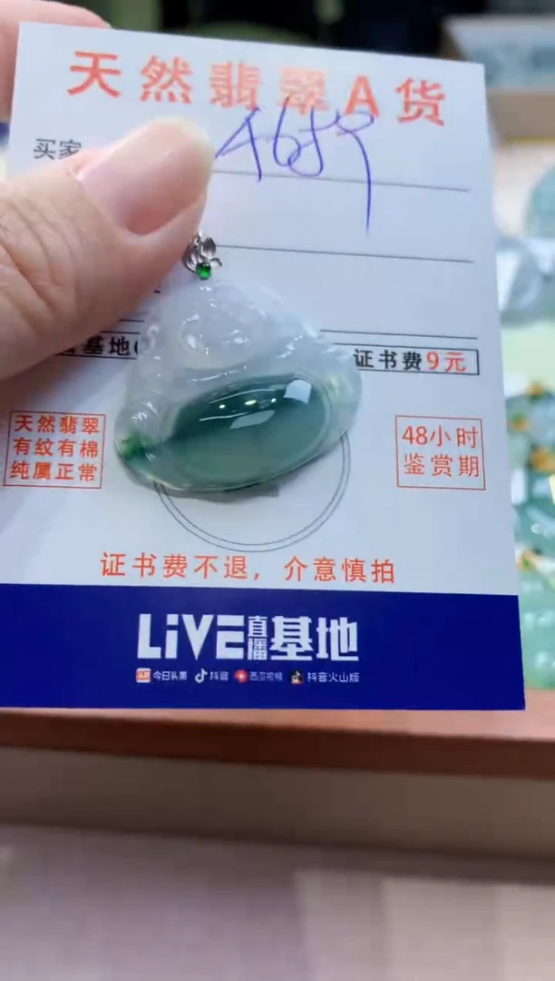 颈饰18K金镶嵌翡翠天然缅甸a货翡翠