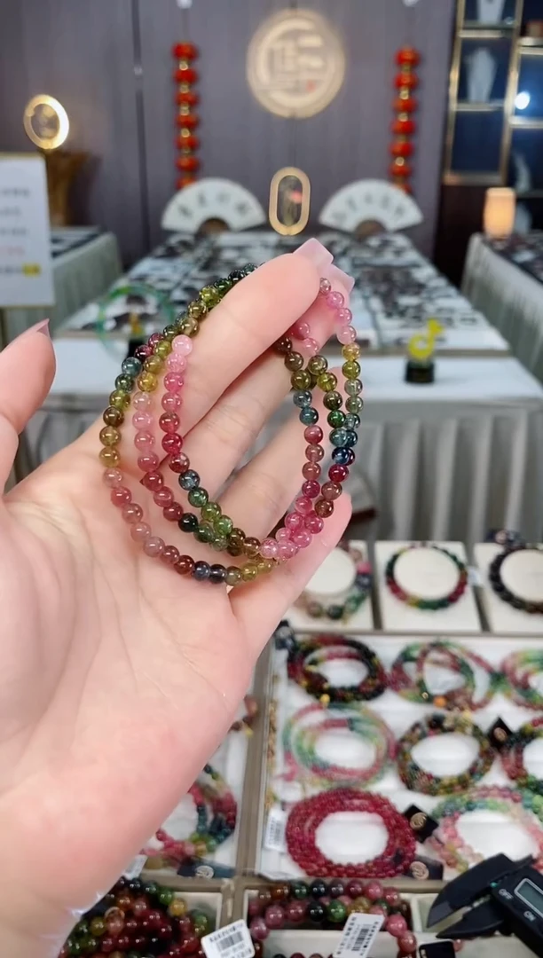 未镶嵌老矿碧玺三圈手串4mm+碧玺hon多样性发货一条