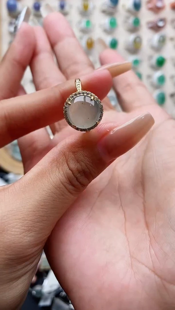 翡翠戒指银S925镶嵌天然缅甸翡翠A货111 5-9