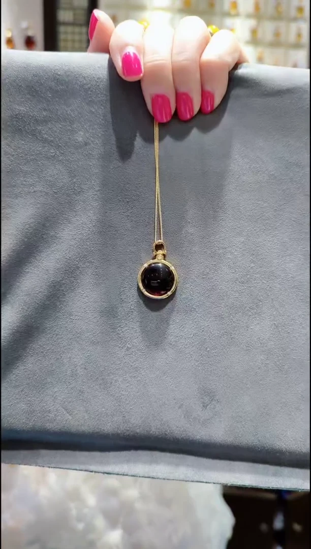 银S925镀金镶嵌吊坠(赠链)琥珀﹣A390琥珀吊坠