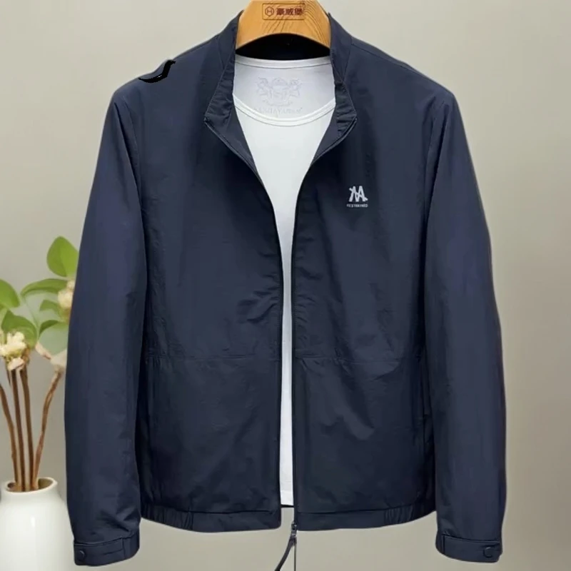 NYIG2025春季新款轻奢男士立领夹克外套商务时尚百搭潮流简约上衣
