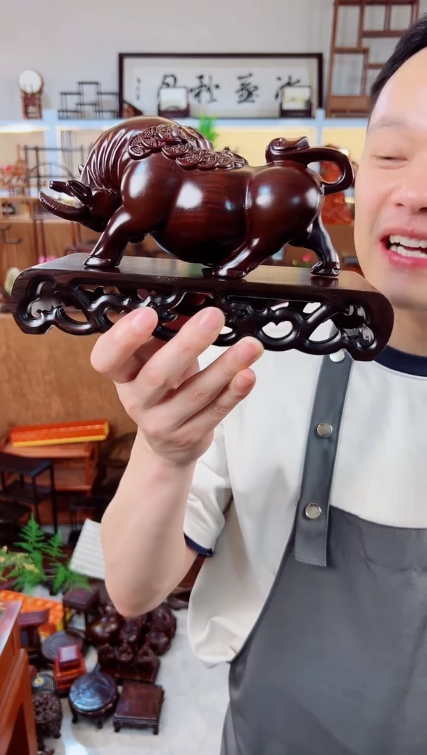 风车木（黑檀木）20牛加黑檀龙纹书卷