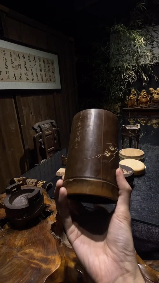 有瑕疵 开裂不退不换 笔筒茶道筒