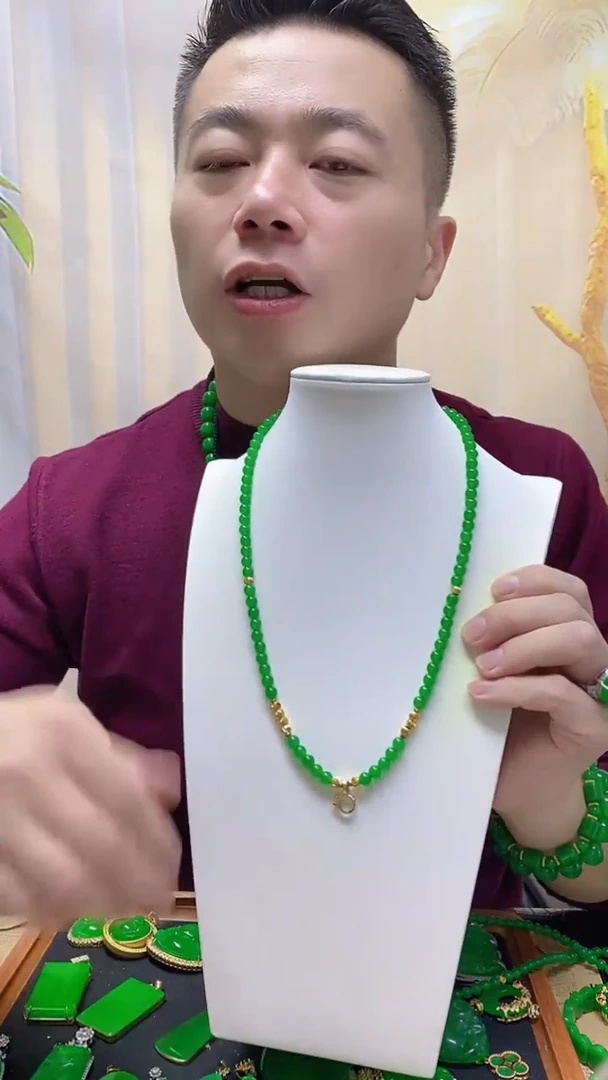 项链14K金镶嵌翡翠翡翠项链