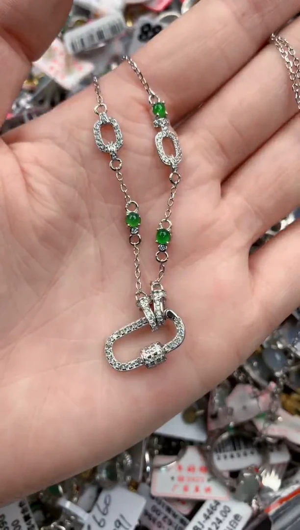 银S925镶嵌戒指翡翠666              3