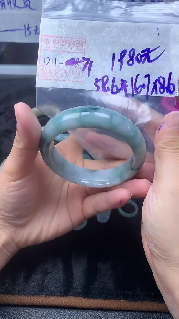 未镶嵌定制翡翠手镯58.6圈毛货需精细抛光#71