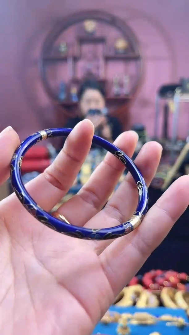 非遗 景泰蓝开口儿童镯 50-58可戴 宝蓝