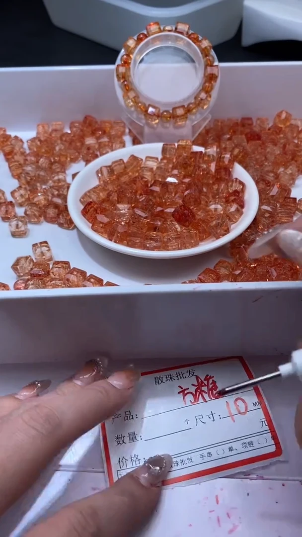 颈饰未镶嵌水晶w3315金橙碧玺方糖10mm*10颗