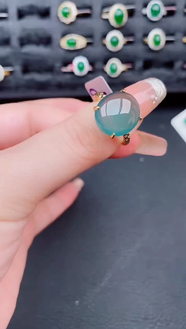 翡翠戒指银S925镶嵌天然a货翡翠162