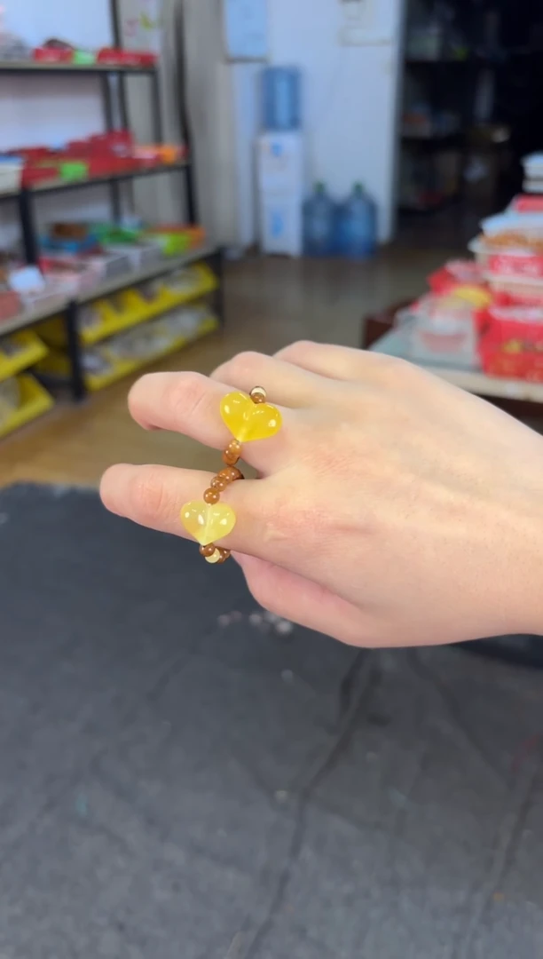 未镶嵌蜜蜡手链蜜蜡【桃心】戒指