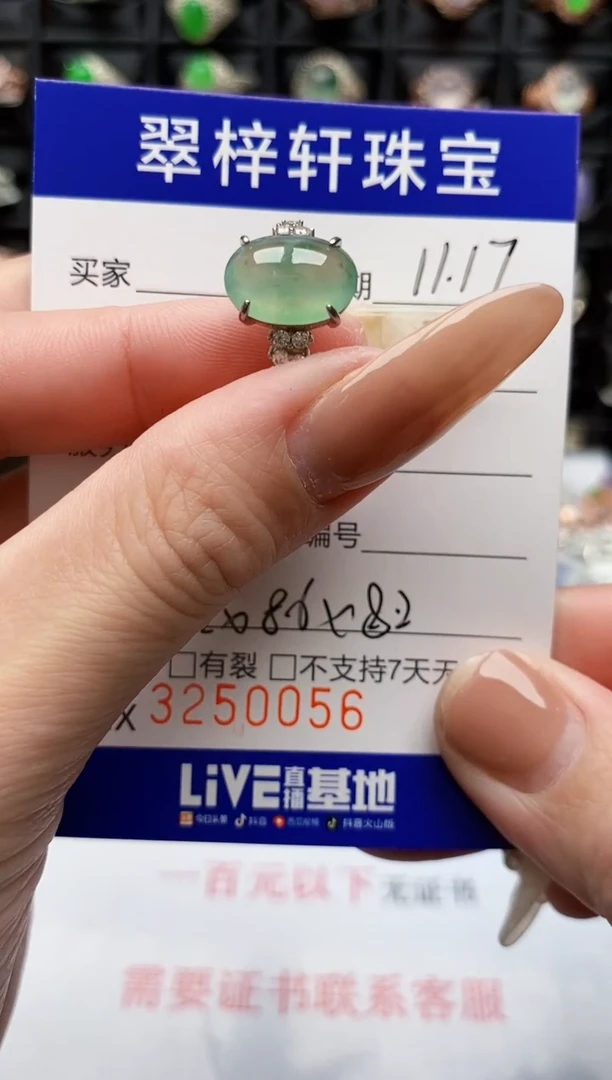 银S925镶嵌戒指翡翠0056