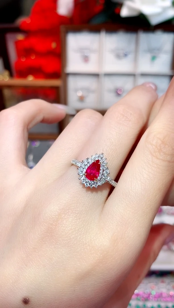 18K金镶嵌戒指红宝石1.01ct/天然宝石/七天无理由·