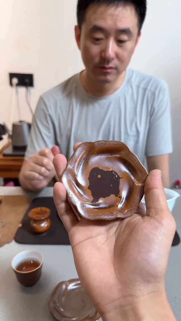 荣器 木首釉 旋花杯垫