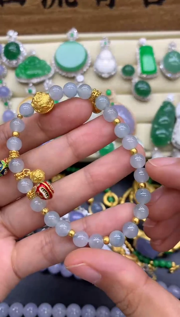 足金镶嵌手链翡翠216-中国好珍宝