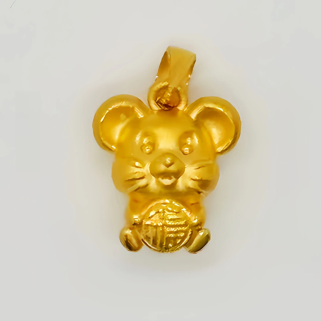 足金999 抱福生肖鼠吊坠 1.5
