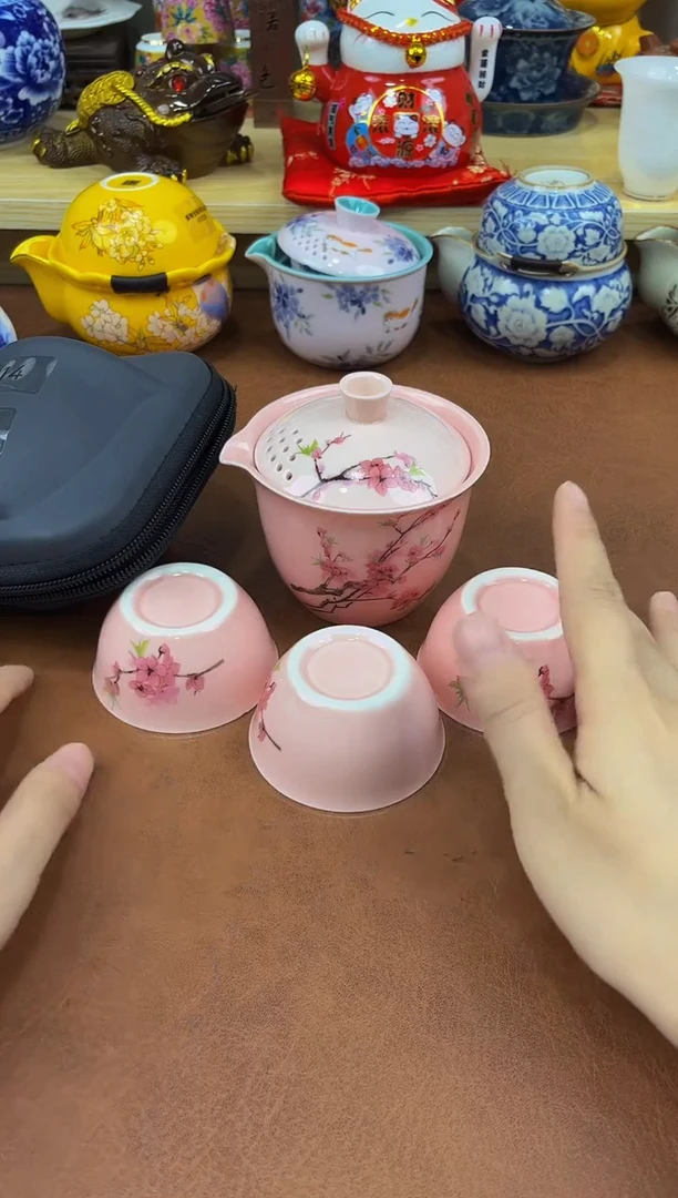 陶瓷茶具摆件旅行套组