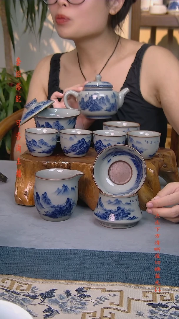 简装家用款9件套 老陶泥开片纹陶瓷茶具