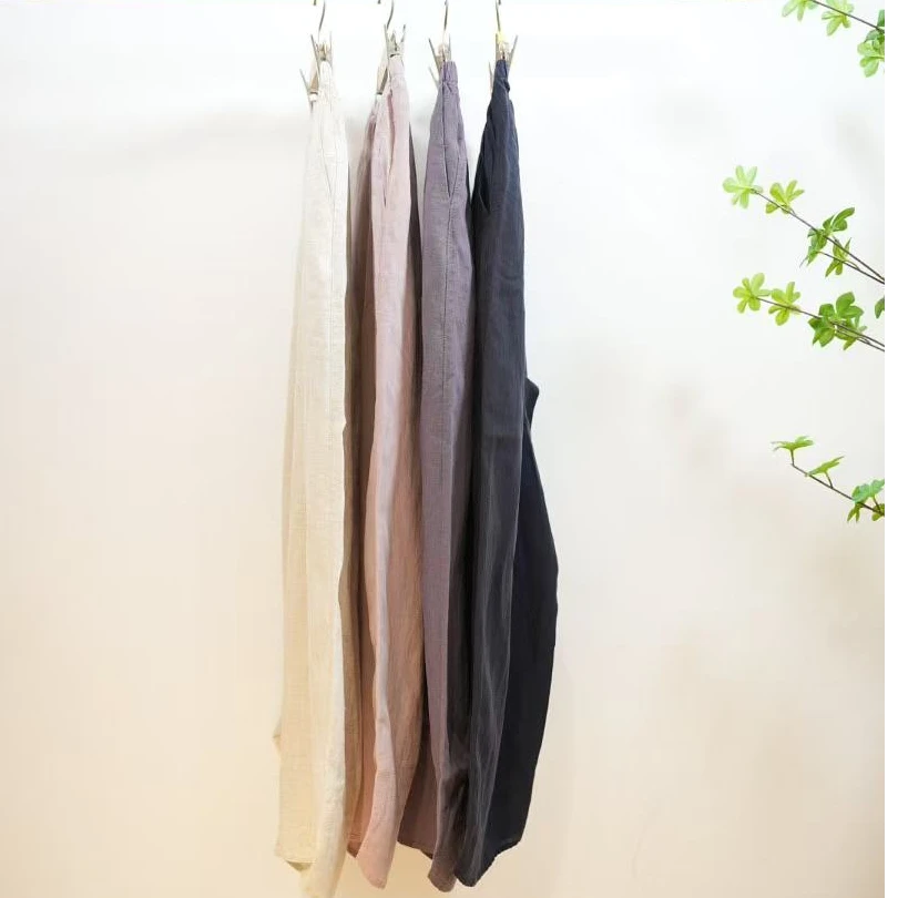 2-319-一款四色女士九分奶奶裤亚麻天丝裤