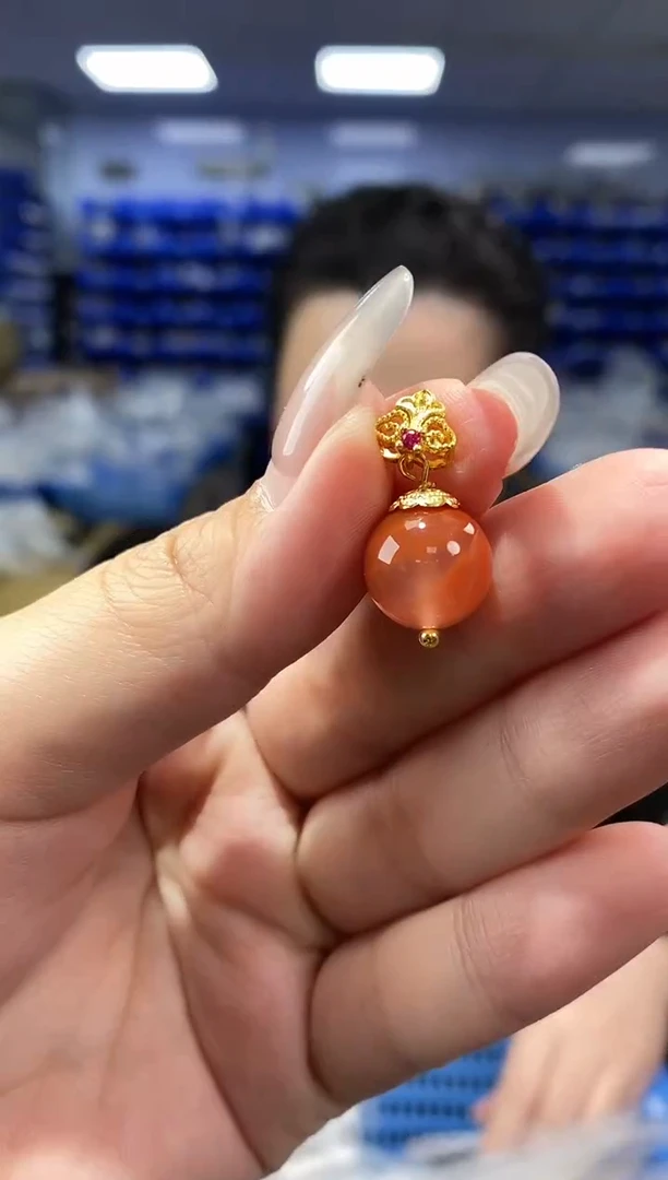 南红玛瑙银S925镶嵌吊坠(不含链)TDZ6088