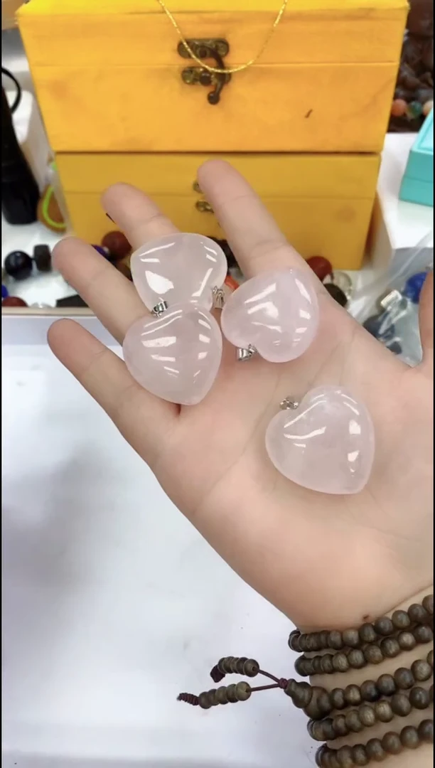 玛瑙/玉髓颈饰合金28105粉爱心吊坠