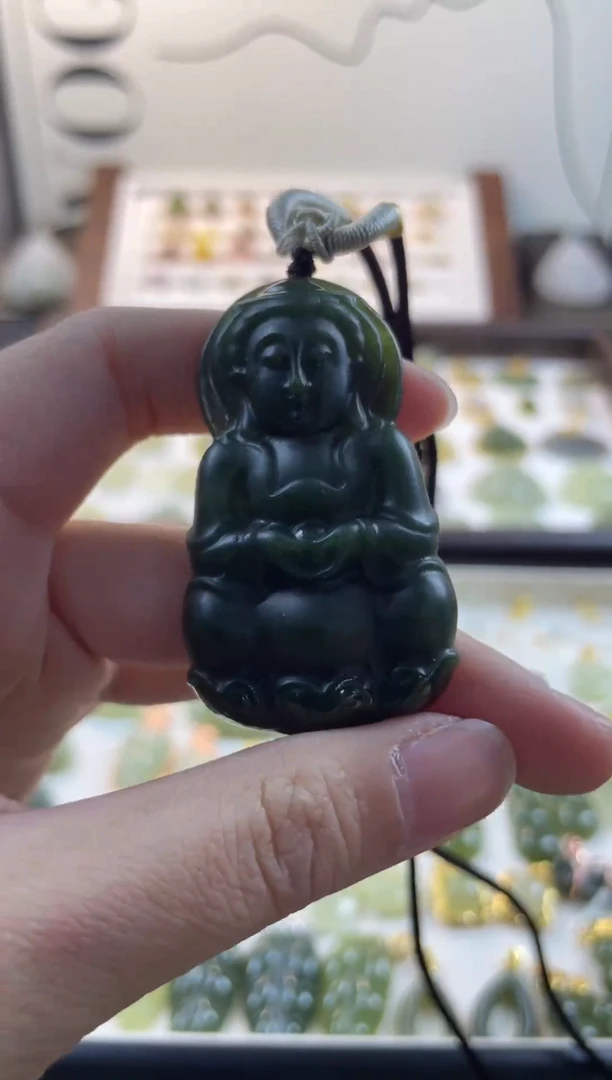 吊坠(不含链)未镶嵌和田玉（碧玉）观音