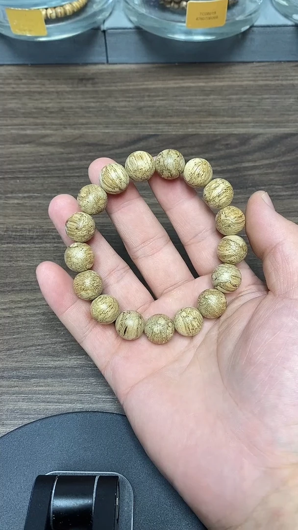 手串沉香M*TC08004沉香天然野文莱花珠蛇皮纹单圈