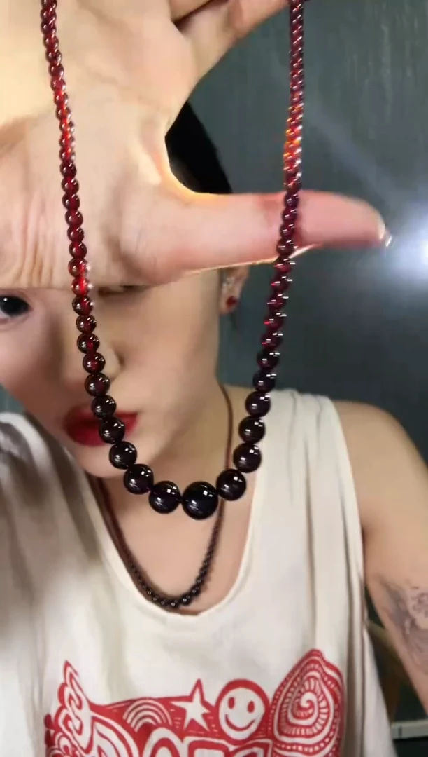 银S925镶嵌颈饰石榴石石榴石塔链