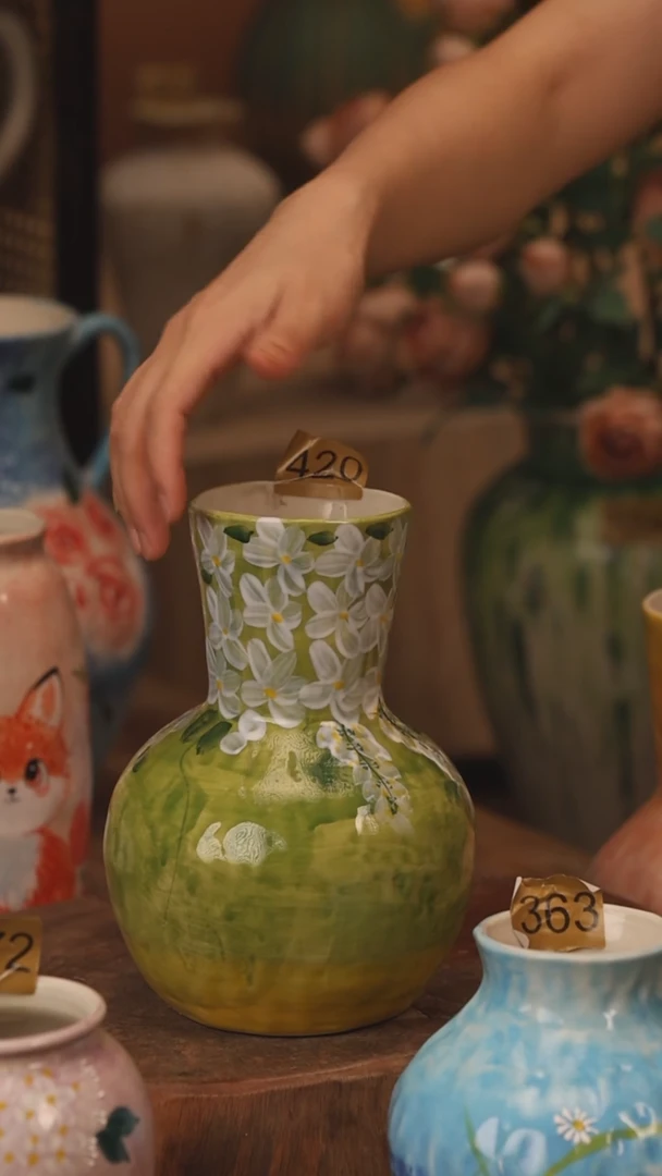 陶瓷420景德镇设计师手作花器摆件侘寂风