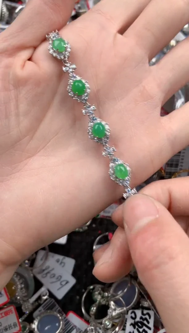 银S925镶嵌戒指翡翠555   10