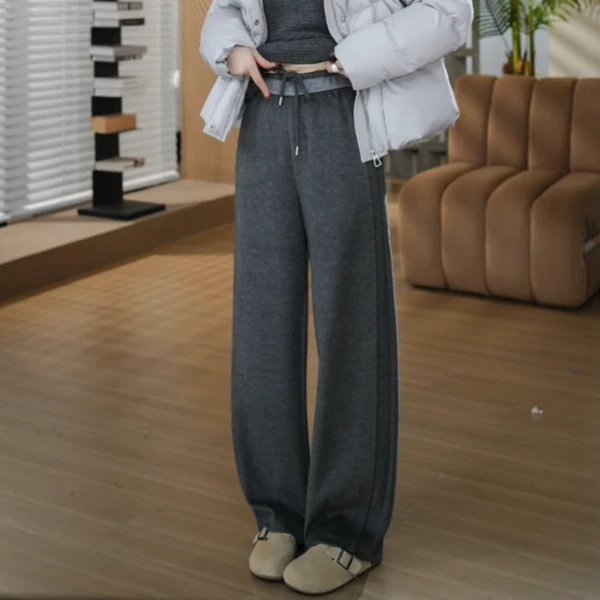 HELA AOMI “暖暖藏肚裤”绵羊毛醋酯撞色垂坠感休闲裤CY5CM61578