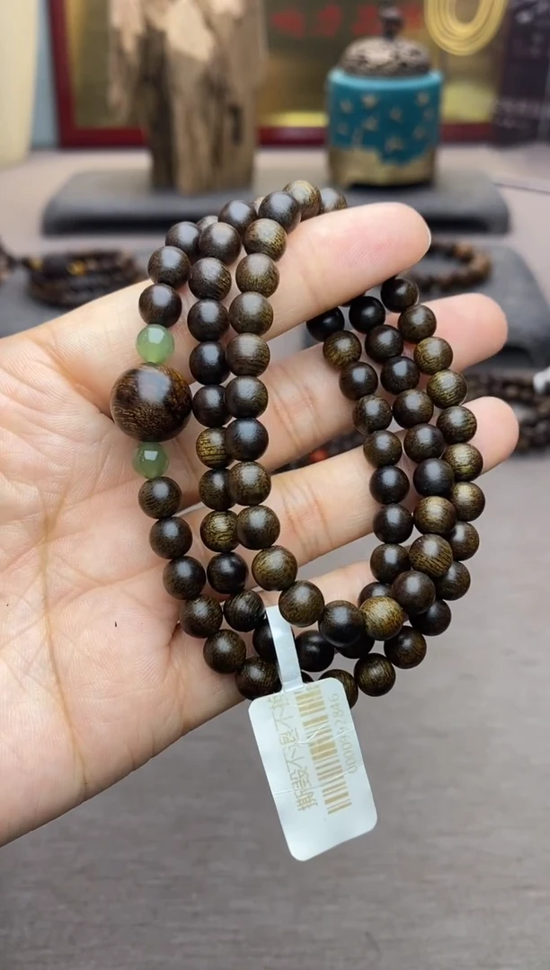 【闪购商品】沉香手串顺化紫棋06+留疤白棋1.2三圈沉水设计