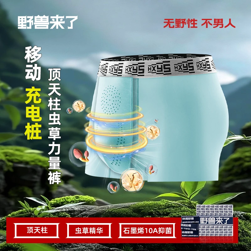 野兽来了【顶天柱虫草双滋养】男士内裤夏季冰丝透气滋补健康平角裤