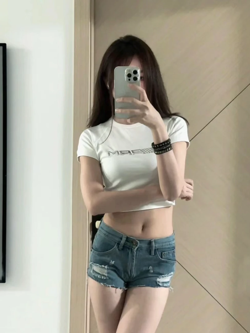 只能在直播间购买-时尚低腰牛仔短裤y2k2025夏季新款古着辣妹短裤