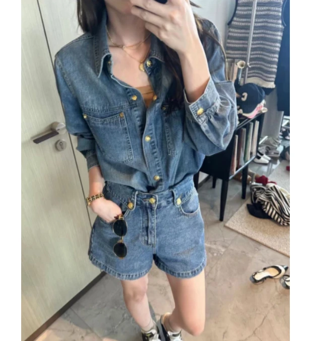 UA春季新款牛仔衬衫时尚百搭休闲女上衣98111