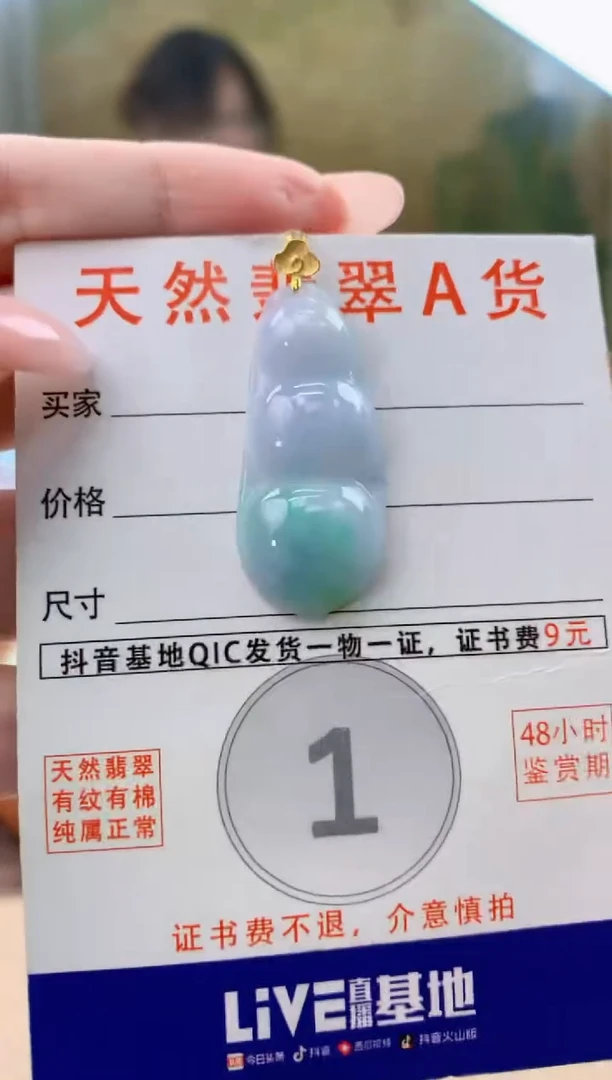 颈饰18K金镶嵌翡翠天然A货翡翠挂件