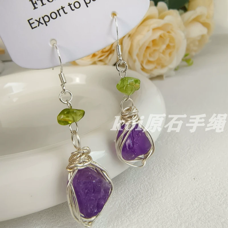 铜合金耳饰 小众原石耳坠耳饰女生仙女生日礼物日常百搭