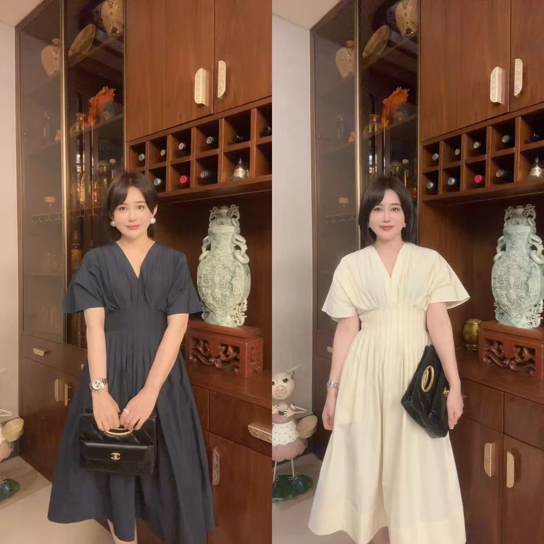 【沙漏腰连衣裙】V领收腰连衣裙2525110353（小码裙长约88cm）