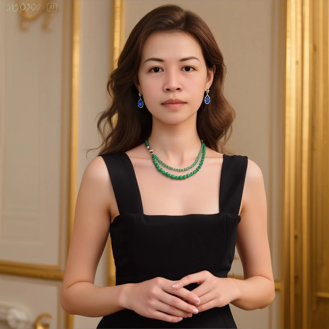 合金仿水晶项链 复古高品质玻璃体饰品项链设计可拆卸感锁骨链