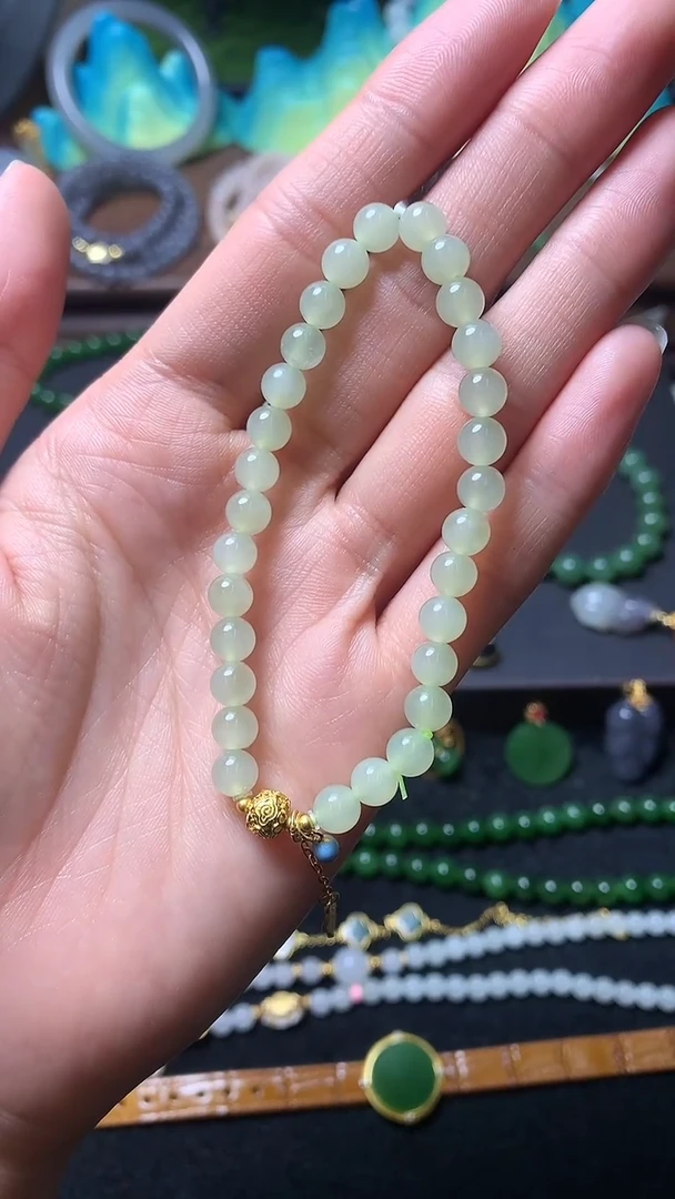 【闪购商品】和田玉手链银S925镶嵌手串