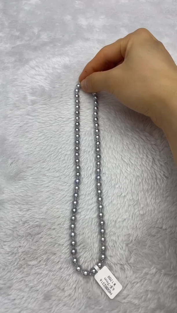 项链银S925镶嵌海水珍珠AK真多麻6.5-7mm